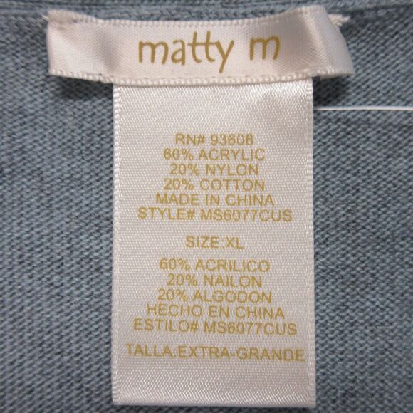 MATTY M Duster Open Front Knit Cardigan Sweater Size XL Heather Denim Blue NWT - Picture 6 of 9